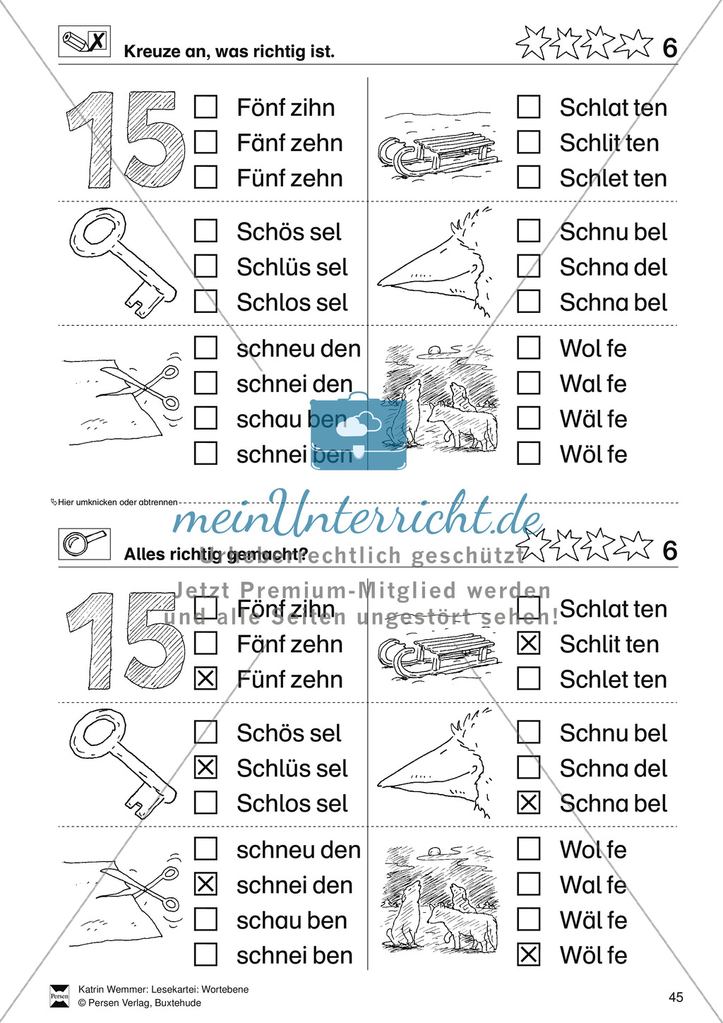 Leseförderung Wortebene: Schwierigkeitsgrad 3/4: Lesekartei mit Arbeisblättern und Lösungen Preview 19