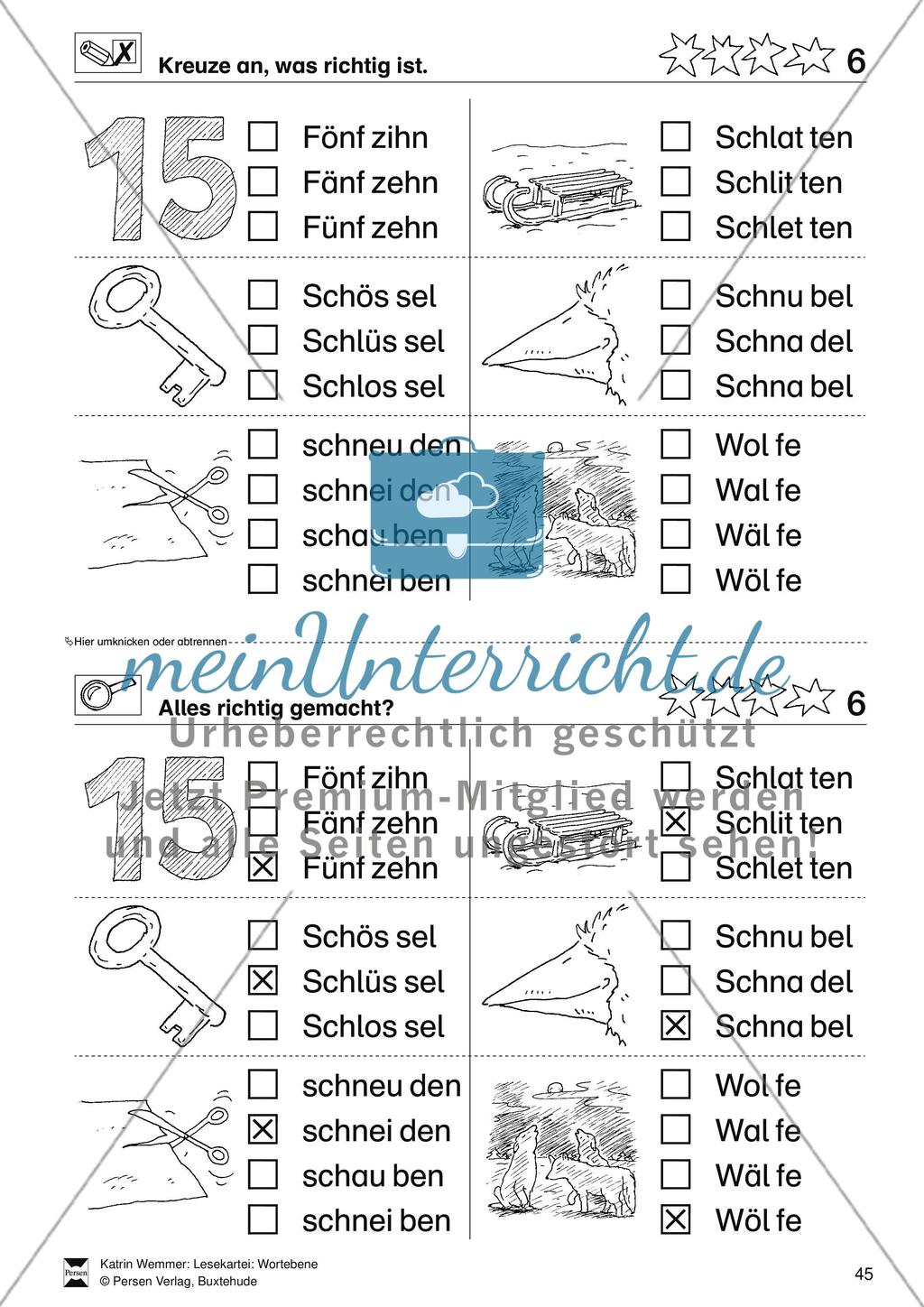 Leseförderung Wortebene: Schwierigkeitsgrad 3/4: Lesekartei mit Arbeisblättern und Lösungen Preview 19