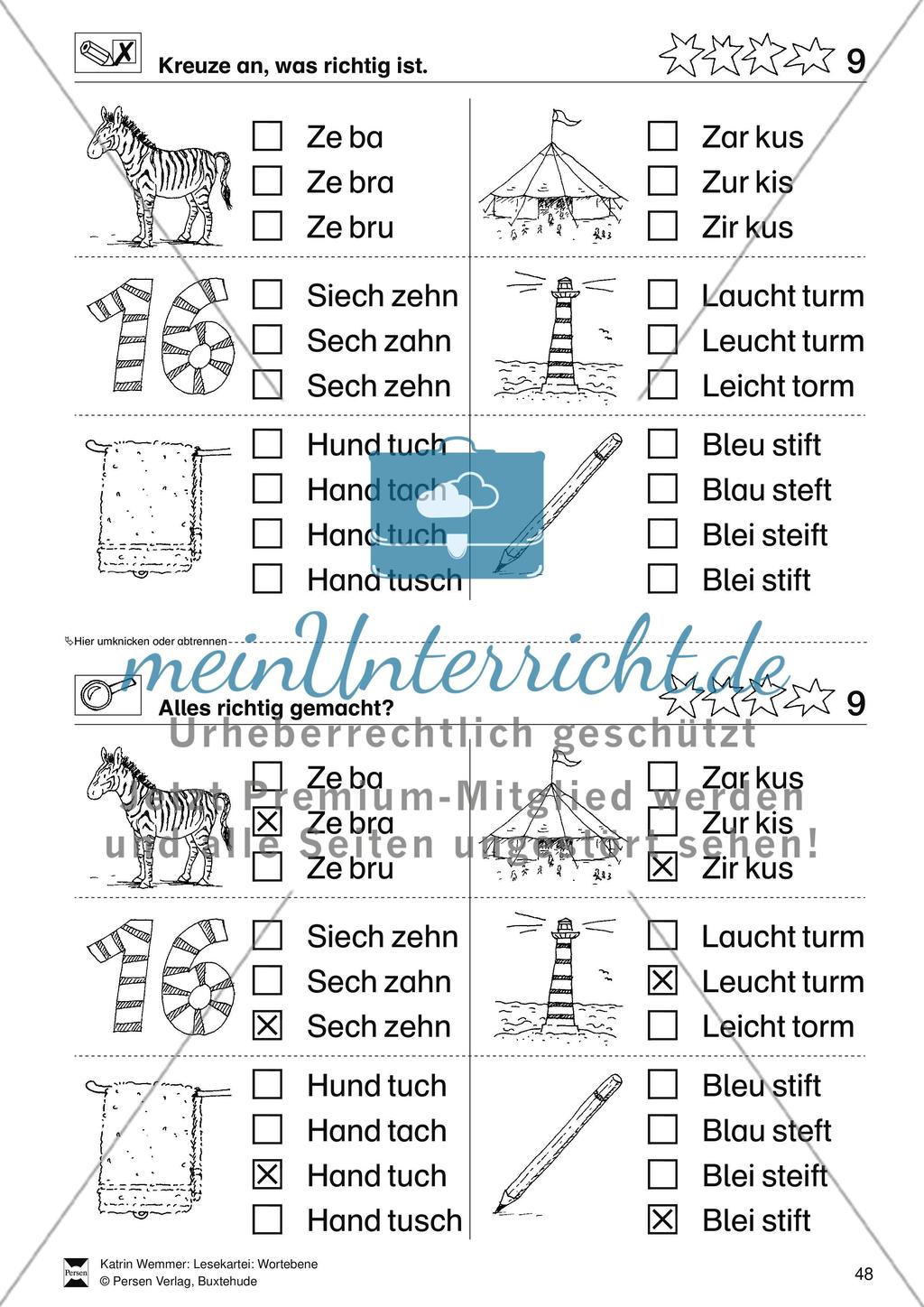 Leseförderung Wortebene: Schwierigkeitsgrad 3/4: Lesekartei mit Arbeisblättern und Lösungen Preview 22