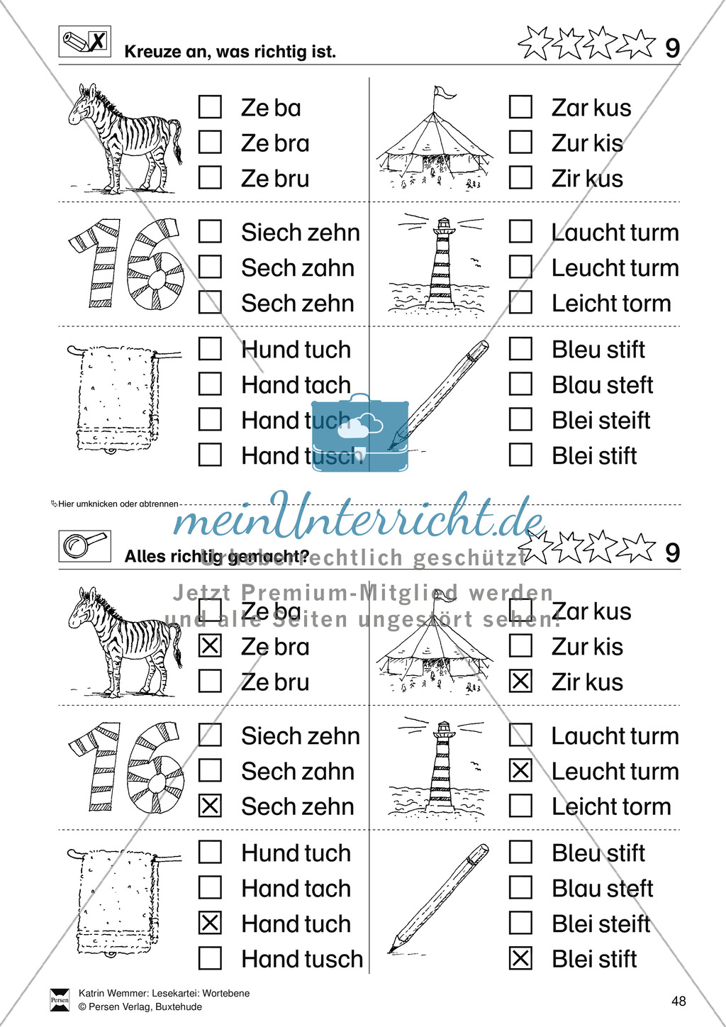 Leseförderung Wortebene: Schwierigkeitsgrad 3/4: Lesekartei mit Arbeisblättern und Lösungen Preview 22