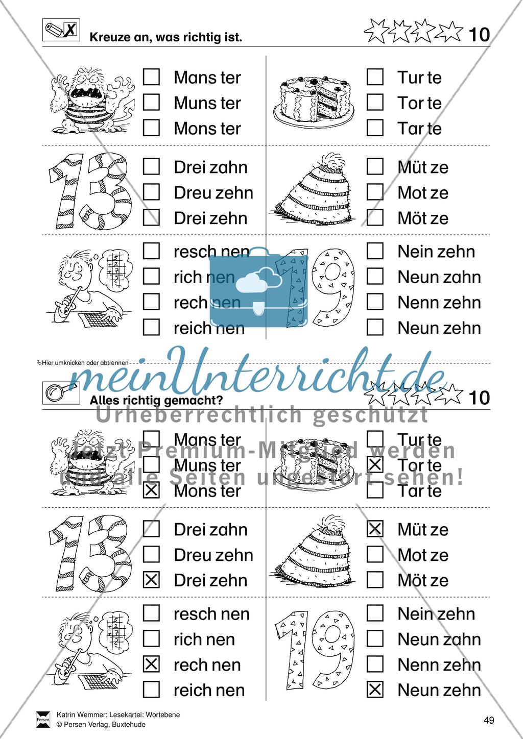 Leseförderung Wortebene: Schwierigkeitsgrad 3/4: Lesekartei mit Arbeisblättern und Lösungen Preview 23