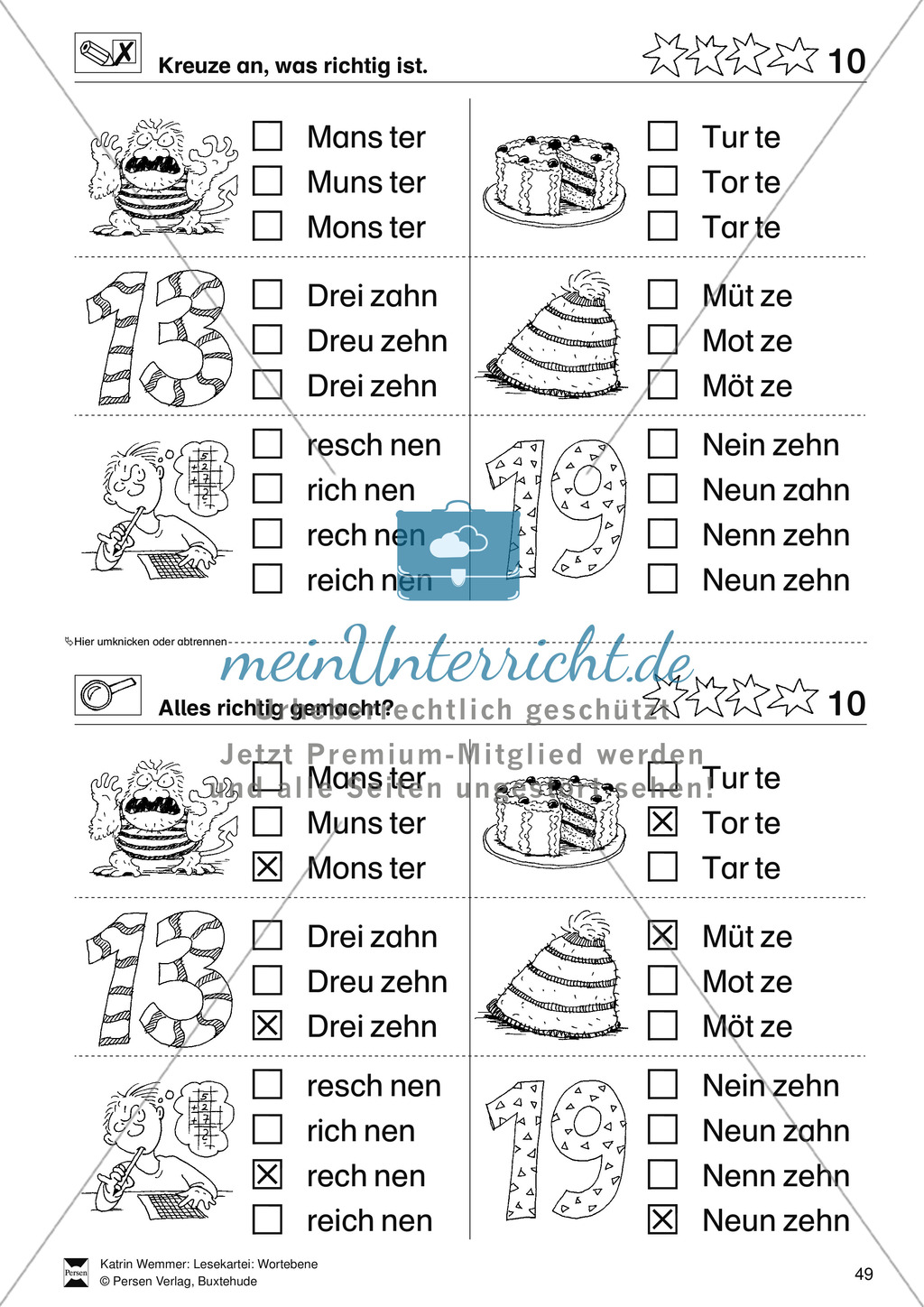 Leseförderung Wortebene: Schwierigkeitsgrad 3/4: Lesekartei mit Arbeisblättern und Lösungen Preview 23