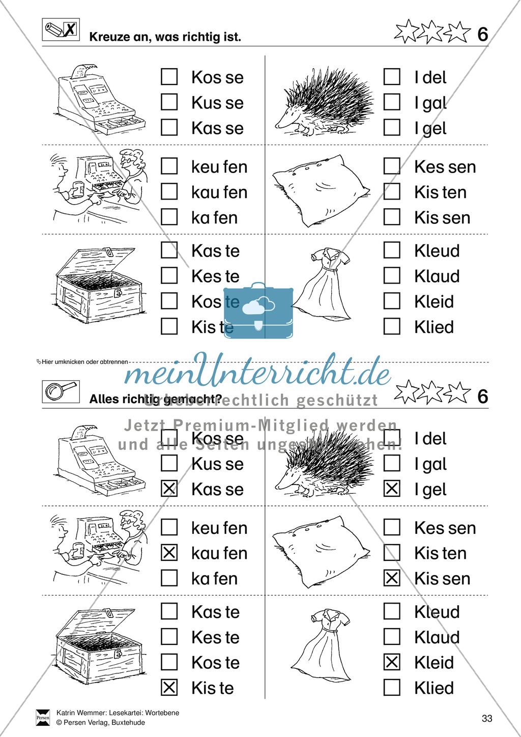 Leseförderung Wortebene: Schwierigkeitsgrad 3/4: Lesekartei mit Arbeisblättern und Lösungen Preview 7