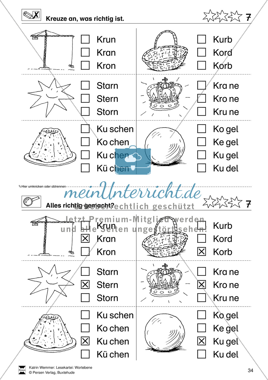 Leseförderung Wortebene: Schwierigkeitsgrad 3/4: Lesekartei mit Arbeisblättern und Lösungen Preview 8