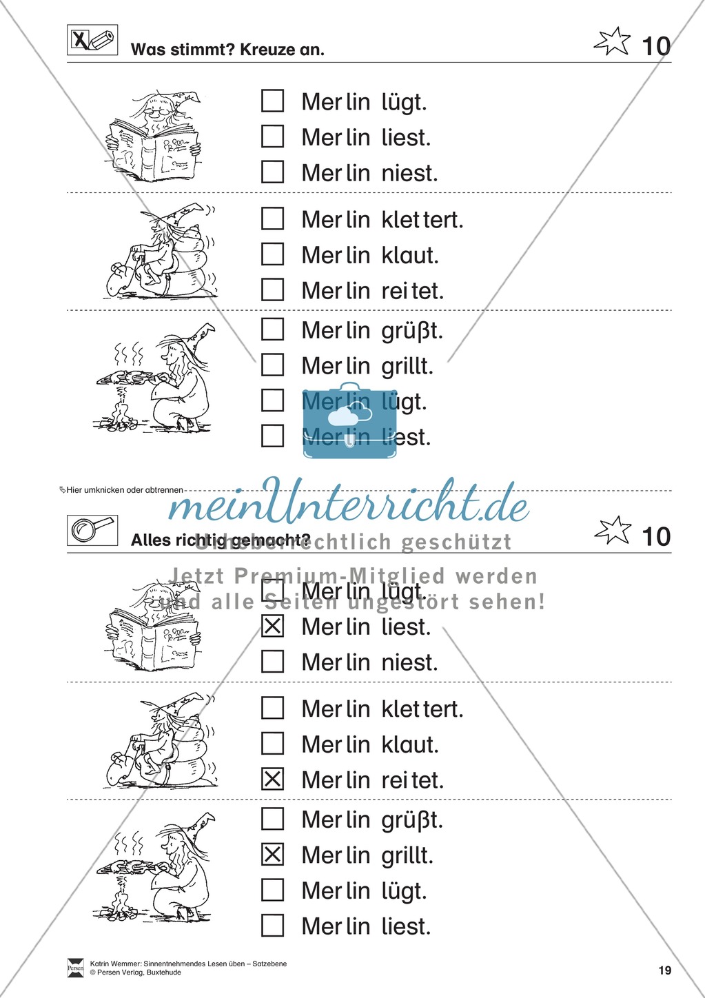 Sinnentnehmendes Lesen üben - Satzebene: