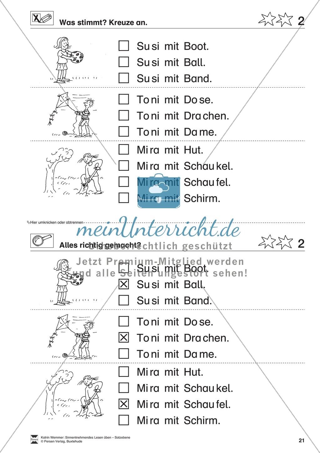 Sinnentnehmendes Lesen üben - Satzebene: