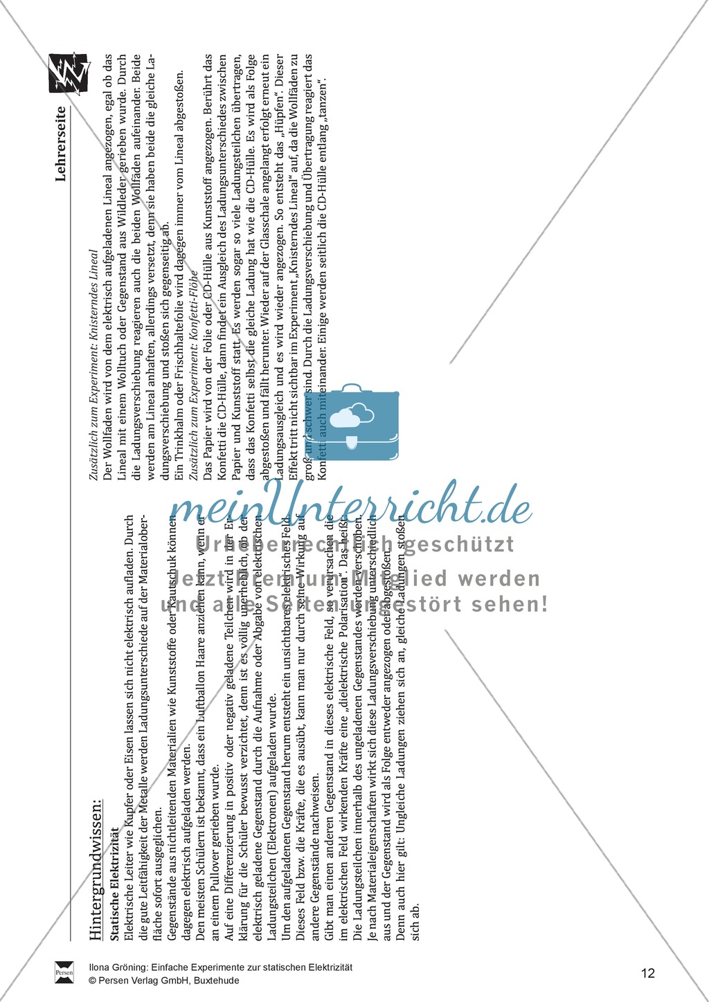 Hintergrundwissen Elektrizität: Lehrerinfo Preview 1