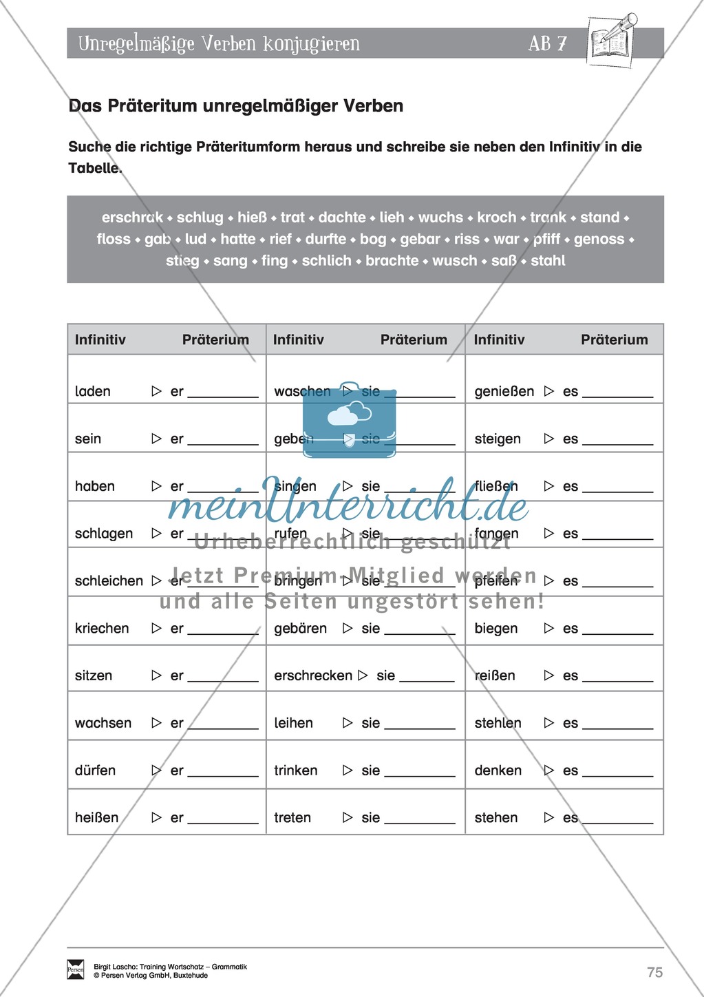 Deutsch als Zweitsprache (DaZ) - Grundfertigkeiten Grammatik: Unregelmäßige Verben konjugieren: