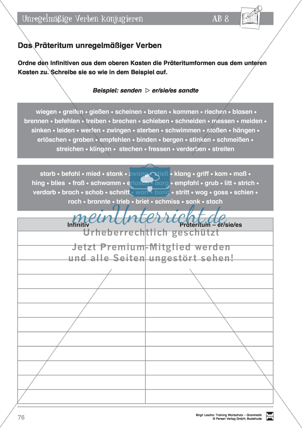 Deutsch als Zweitsprache (DaZ) - Grundfertigkeiten Grammatik: Unregelmäßige Verben konjugieren: