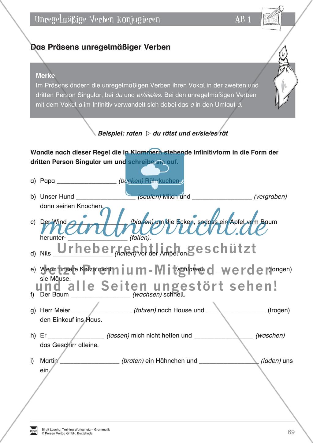 Deutsch als Zweitsprache (DaZ) - Grundfertigkeiten Grammatik: Unregelmäßige Verben konjugieren: