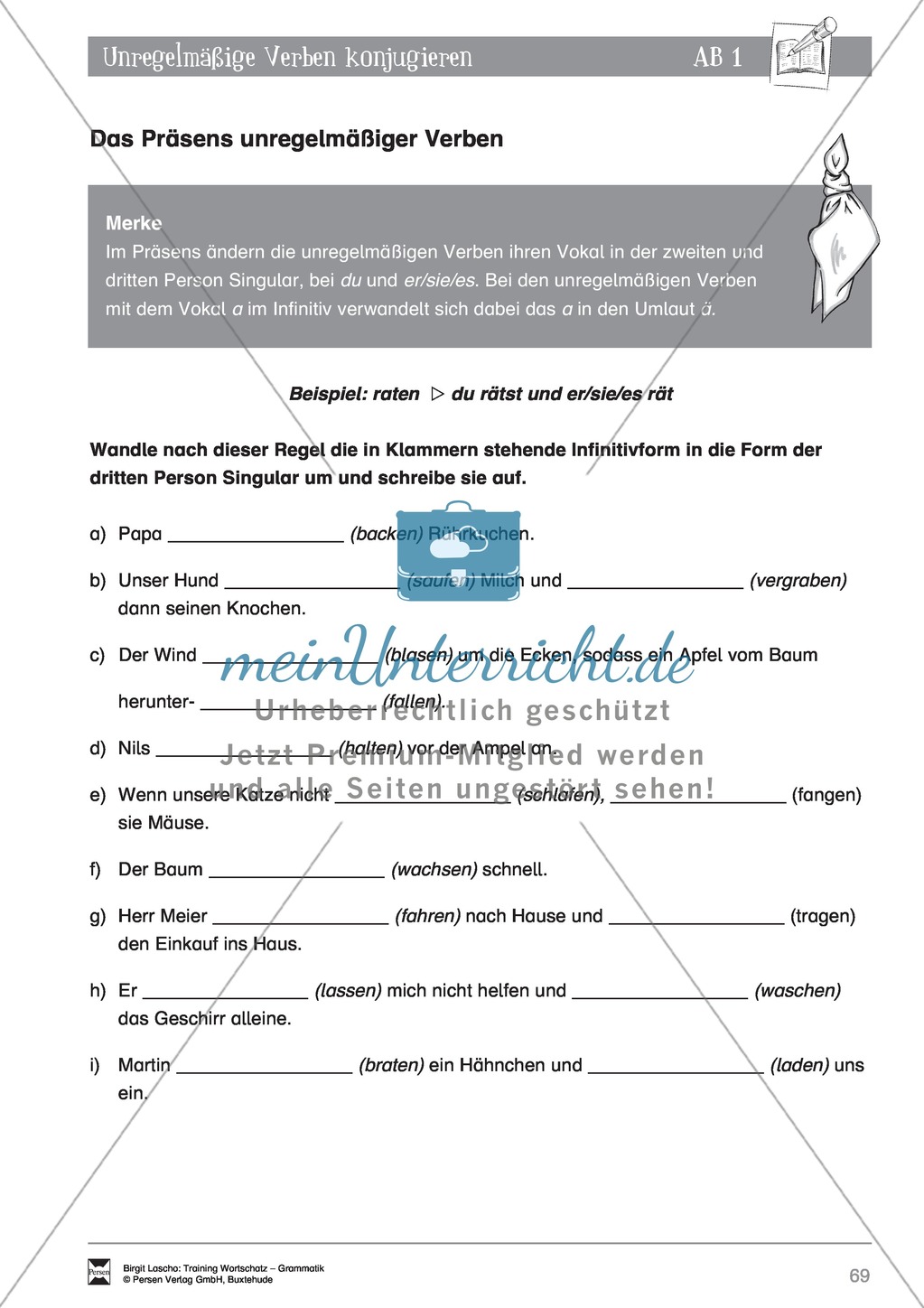 Deutsch als Zweitsprache (DaZ) - Grundfertigkeiten Grammatik: Unregelmäßige Verben konjugieren: