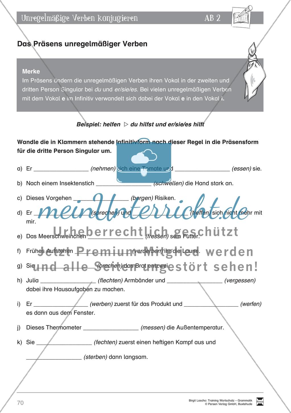 Deutsch als Zweitsprache (DaZ) - Grundfertigkeiten Grammatik: Unregelmäßige Verben konjugieren: