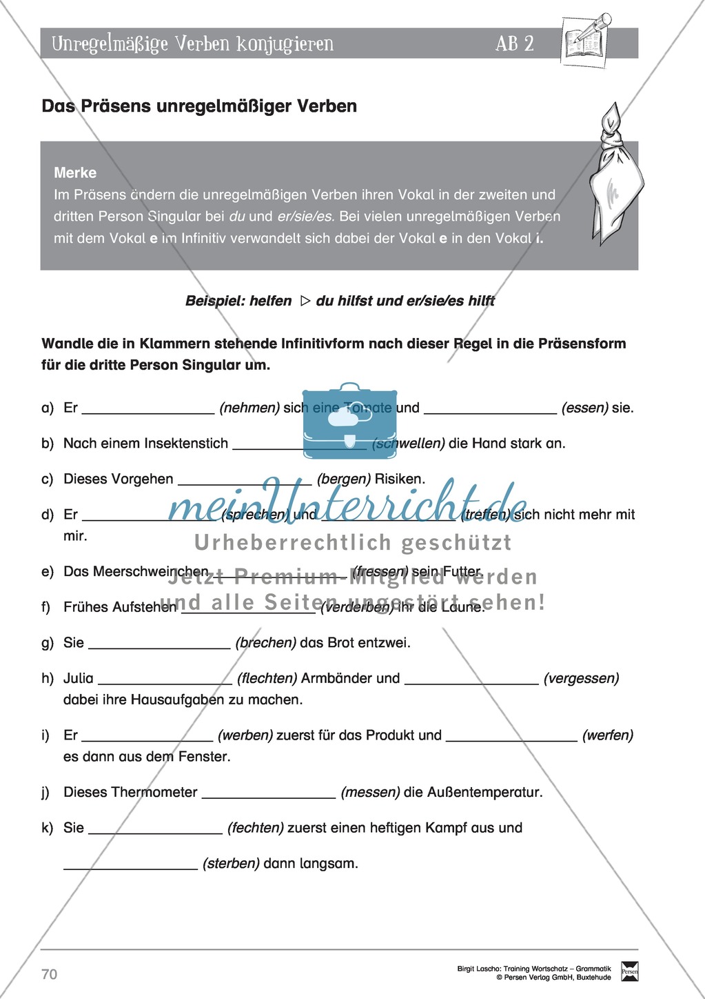 Deutsch als Zweitsprache (DaZ) - Grundfertigkeiten Grammatik: Unregelmäßige Verben konjugieren: