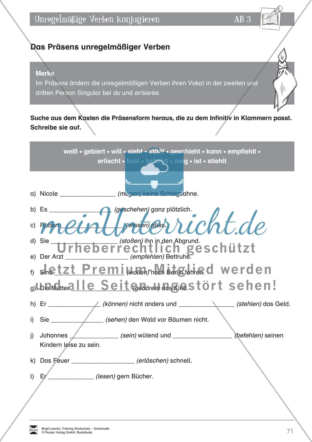 Deutsch als Zweitsprache (DaZ) - Grundfertigkeiten Grammatik: Unregelmäßige Verben konjugieren: