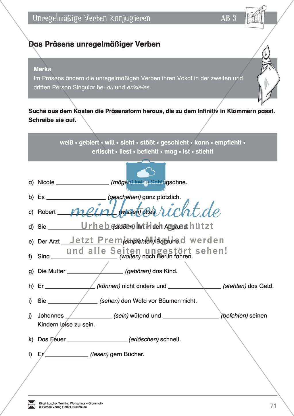 Deutsch als Zweitsprache (DaZ) - Grundfertigkeiten Grammatik: Unregelmäßige Verben konjugieren: