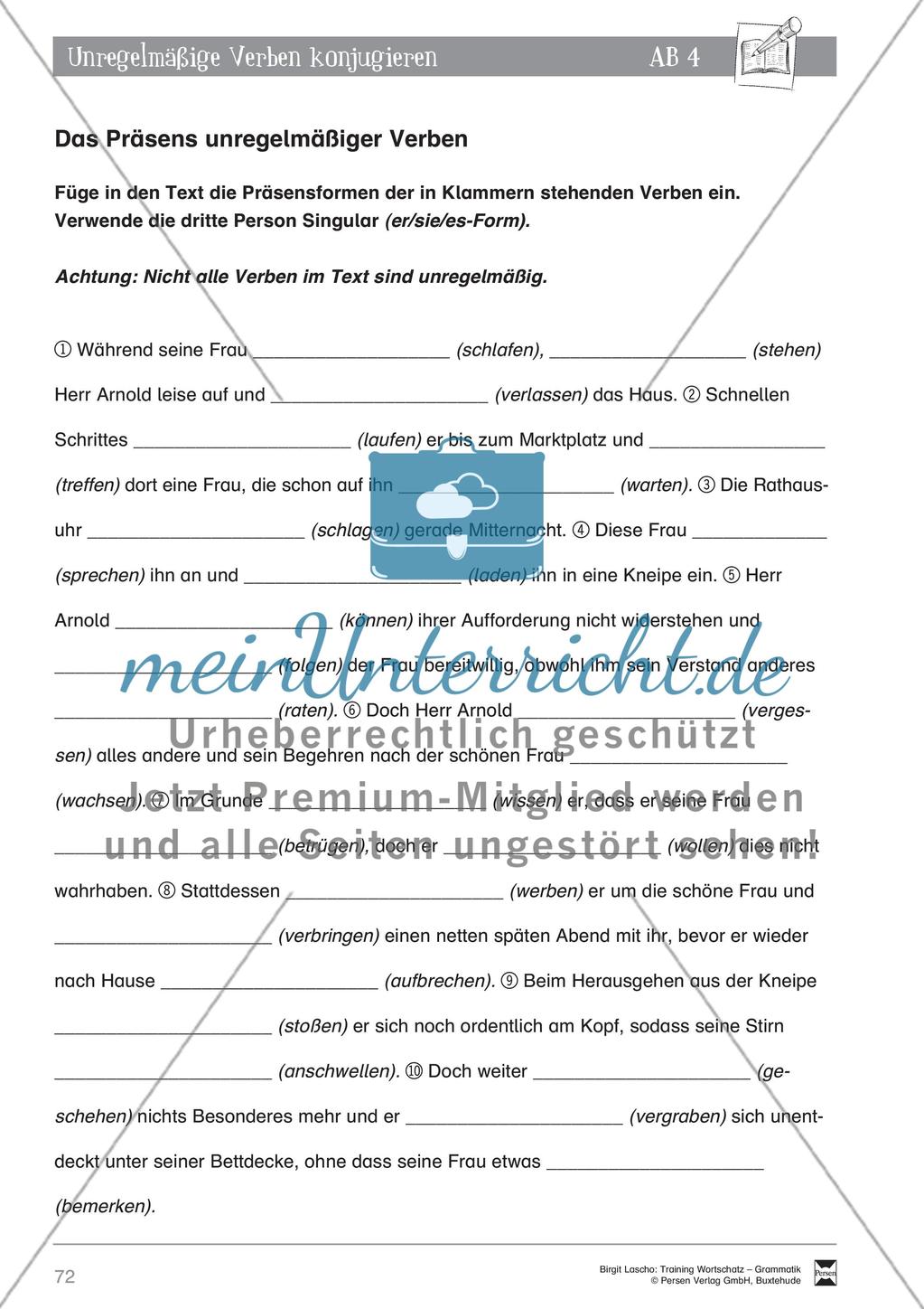 Deutsch als Zweitsprache (DaZ) - Grundfertigkeiten Grammatik: Unregelmäßige Verben konjugieren: