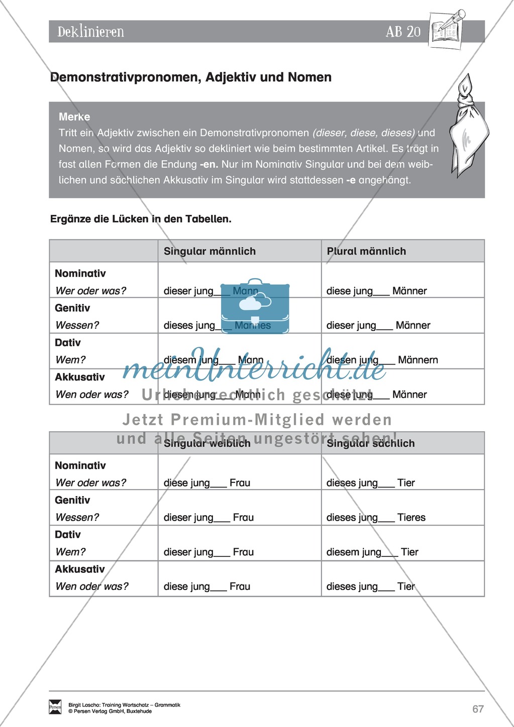 Deutsch als Zweitsprache (DaZ) - Grundfertigkeiten Grammatik: Deklinieren