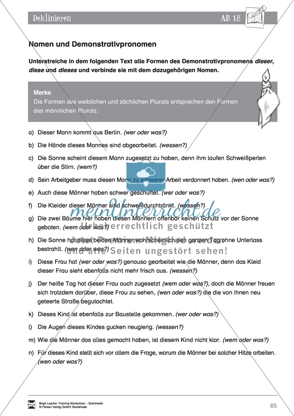 Deutsch als Zweitsprache (DaZ) - Grundfertigkeiten Grammatik: Deklinieren