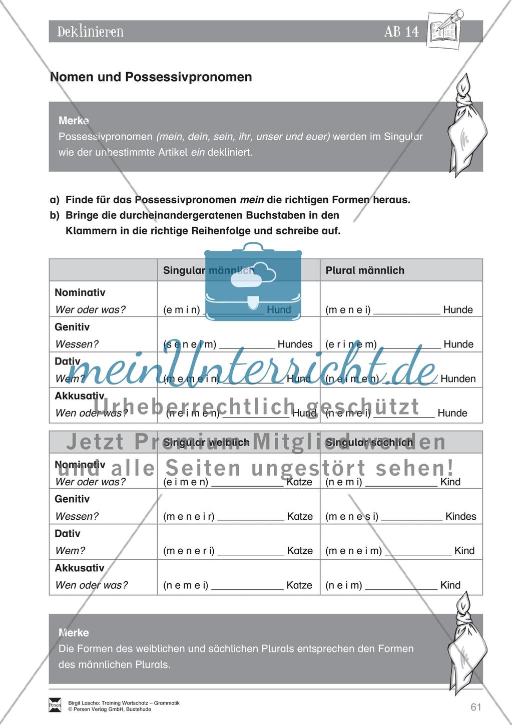 Deutsch als Zweitsprache (DaZ) - Grundfertigkeiten Grammatik: Deklinieren