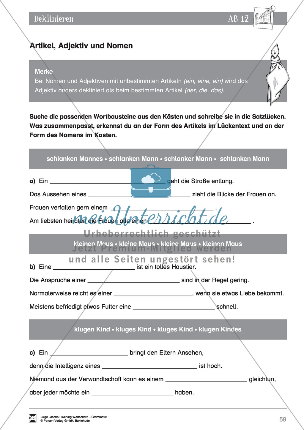 Deutsch als Zweitsprache (DaZ) - Grundfertigkeiten Grammatik: Deklinieren