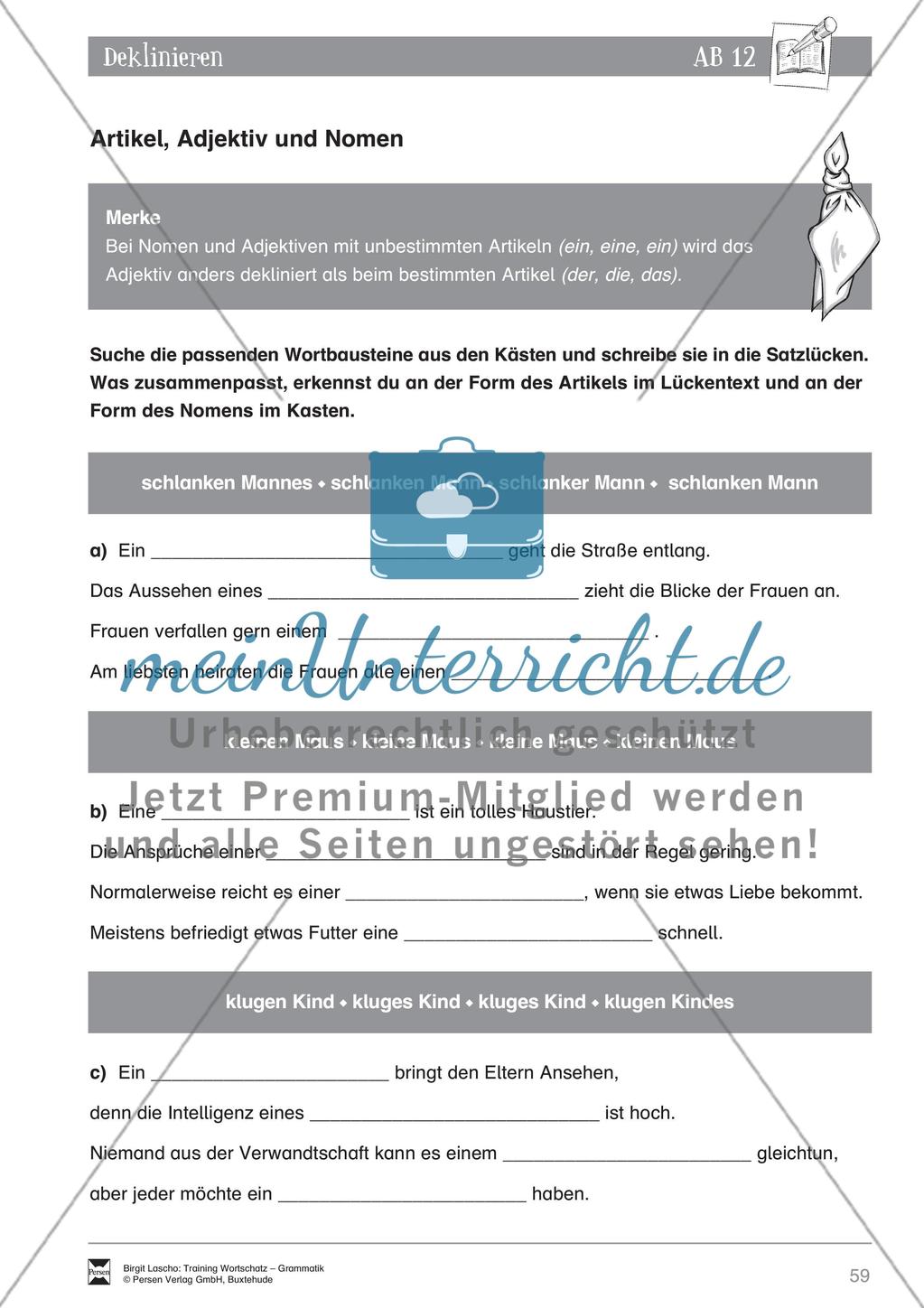 Deutsch als Zweitsprache (DaZ) - Grundfertigkeiten Grammatik: Deklinieren