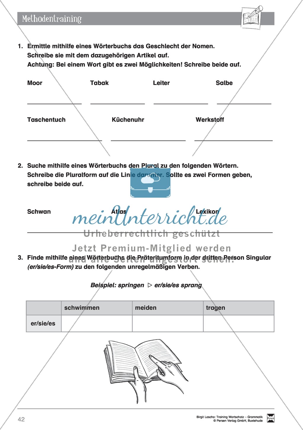 Deutsch als Zweitsprache (DaZ) - Grundfertigkeiten Grammatik: "Liste unregelmäßiger Verben" Preview 1