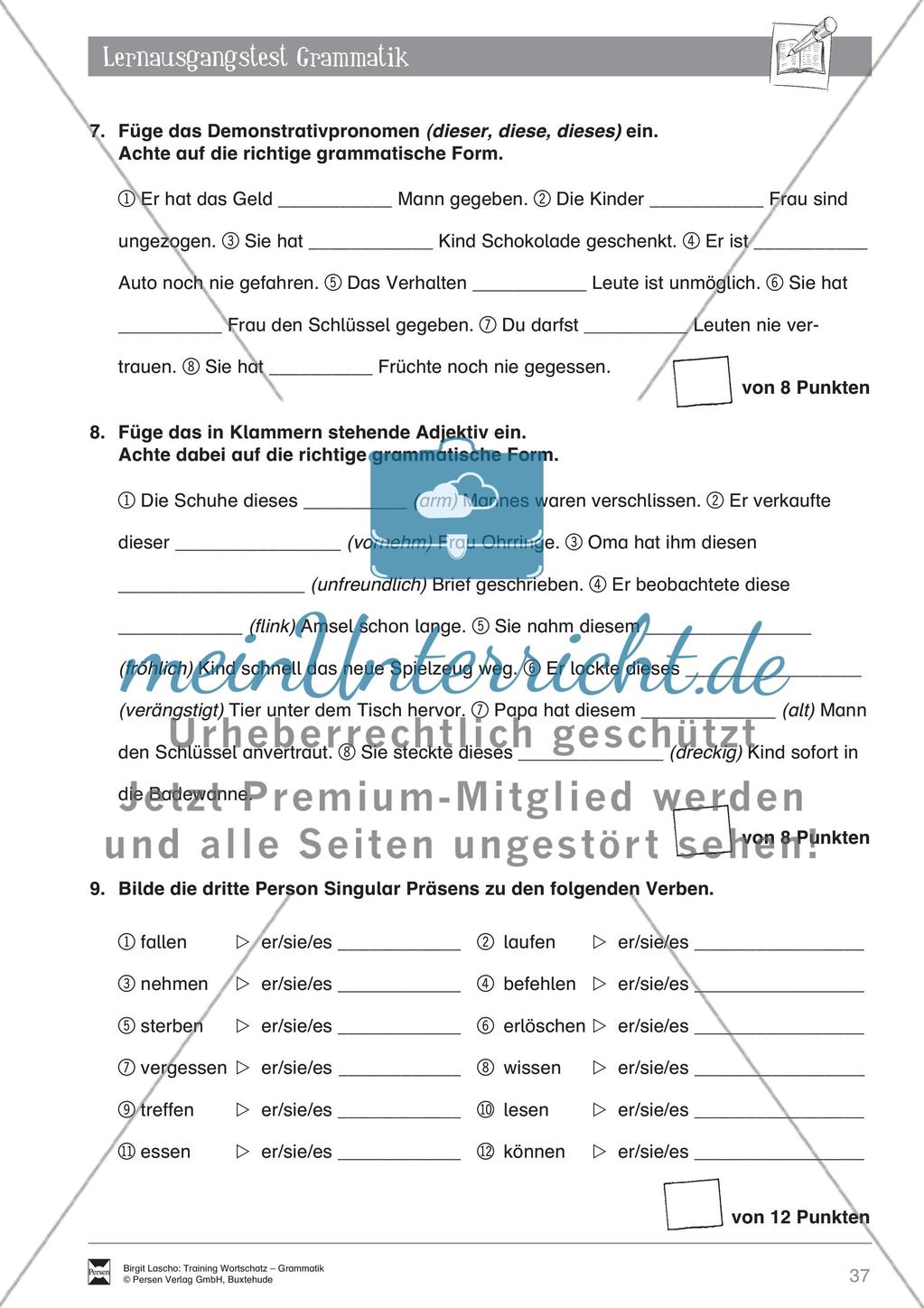 Deutsch als Zweitsprache (DaZ) - Grundfertigkeiten Grammatik: