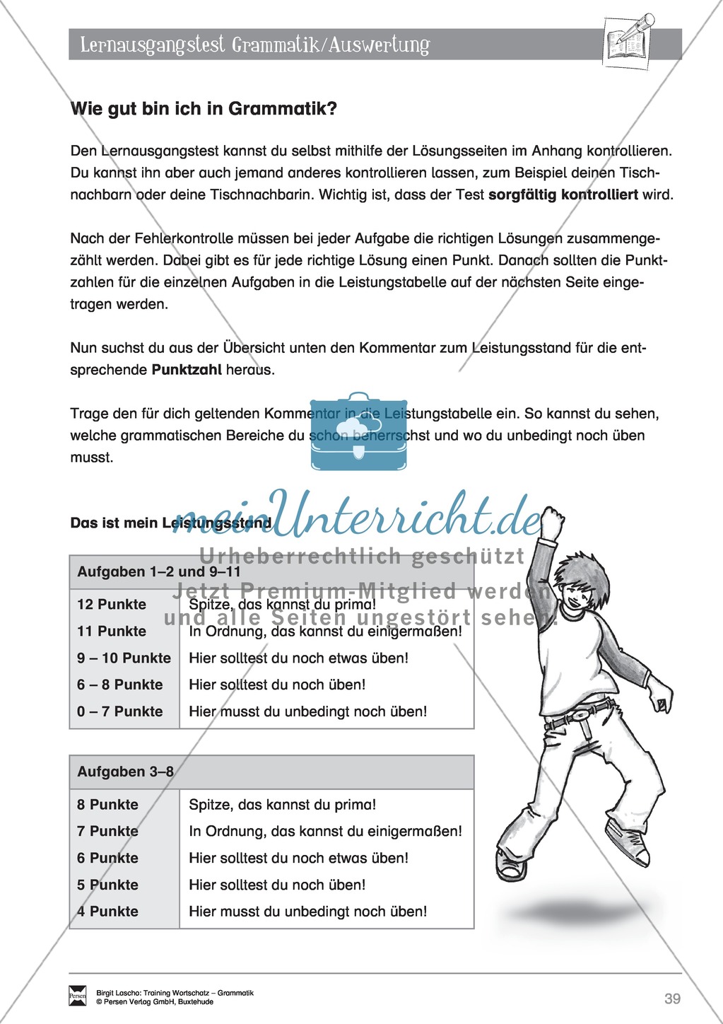 Deutsch als Zweitsprache (DaZ) - Grundfertigkeiten Grammatik: "Lerausgangstest" + Kontrolle + Selbsteinschätzung Preview 5