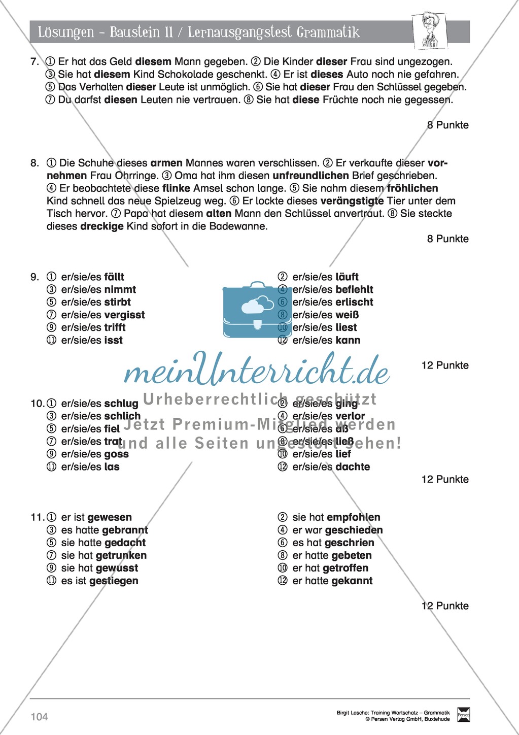 Deutsch als Zweitsprache (DaZ) - Grundfertigkeiten Grammatik: "Lerausgangstest" + Kontrolle + Selbsteinschätzung Preview 8