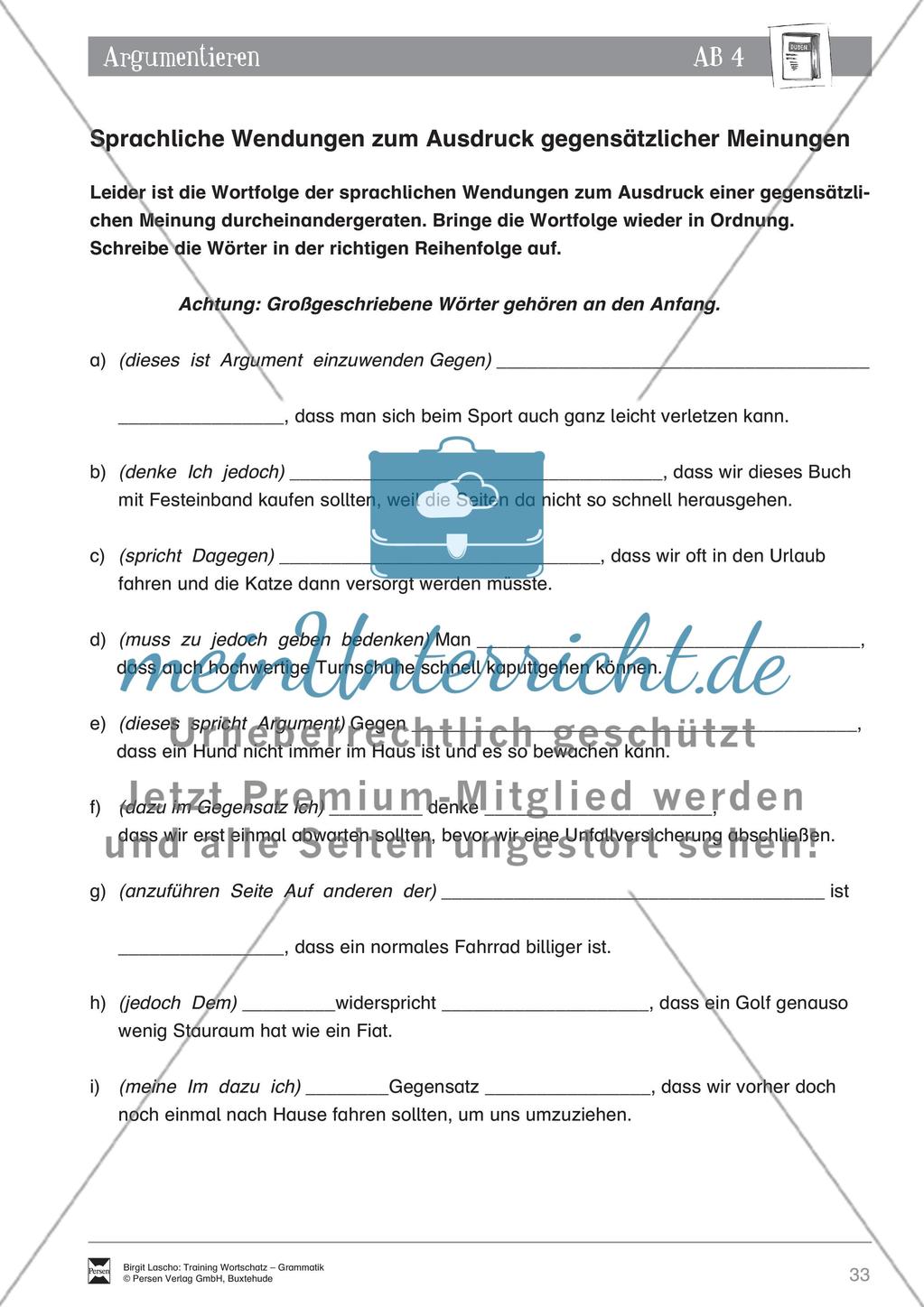 Deutsch als Zweitsprache (DaZ) - Sprachlicher Ausdruck: Argumentieren