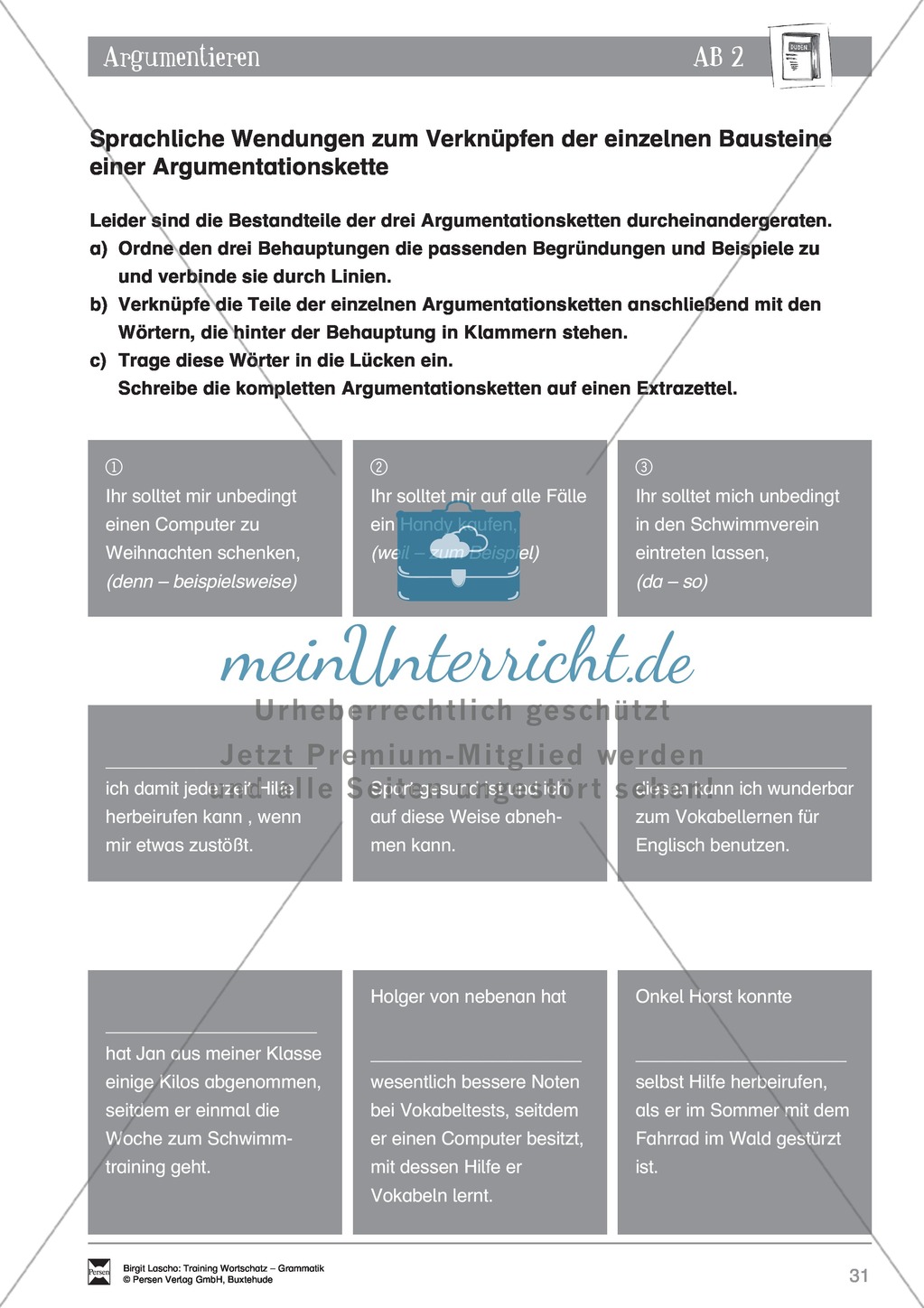 Deutsch als Zweitsprache (DaZ) - Sprachlicher Ausdruck: Argumentieren