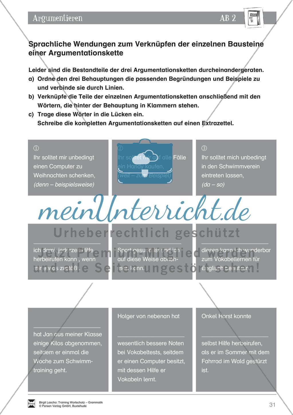 Deutsch als Zweitsprache (DaZ) - Sprachlicher Ausdruck: Argumentieren