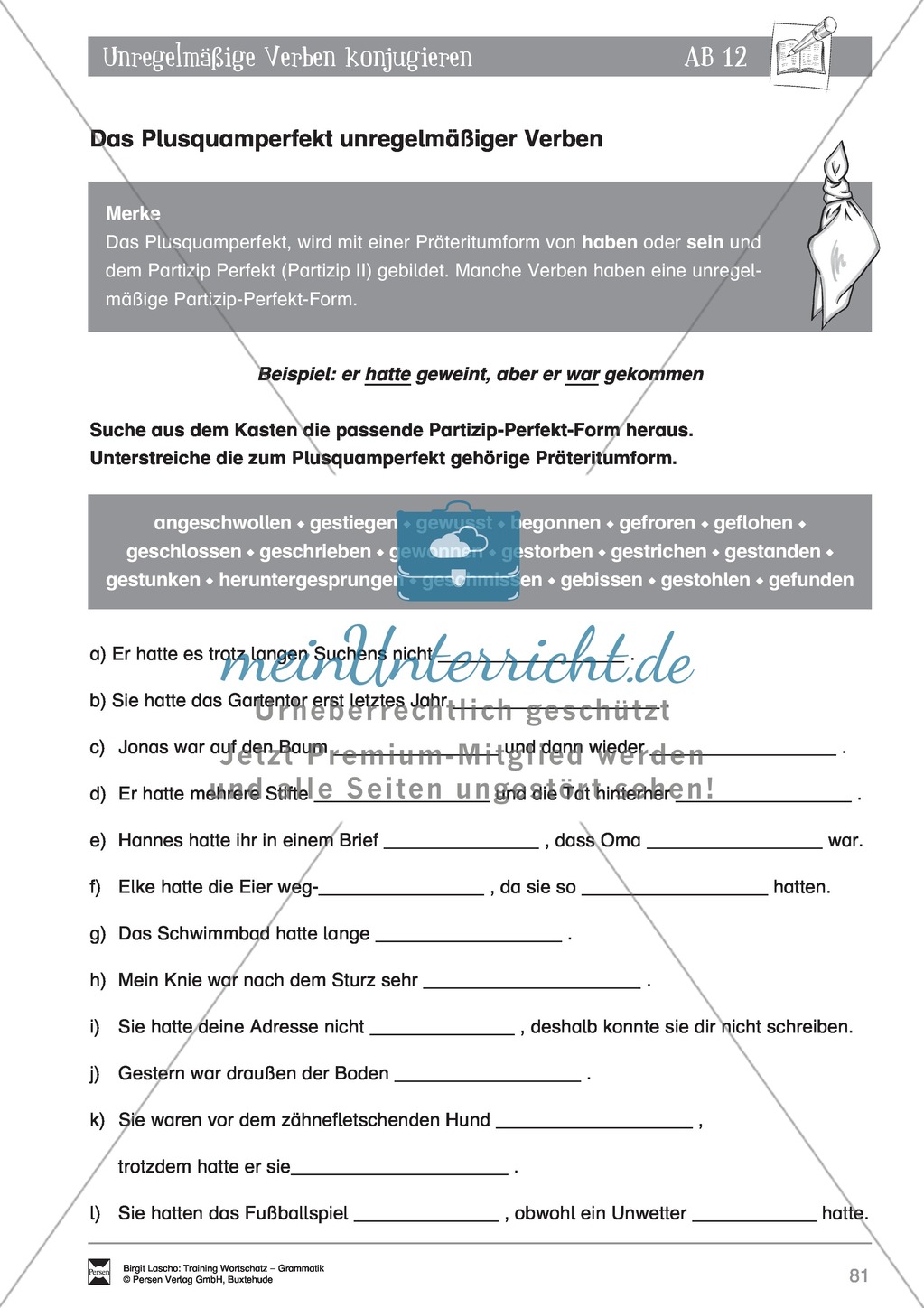 Deutsch als Zweitsprache (DaZ) - Grundfertigkeiten Grammatik: Unregelmäßige Verben konjugieren: