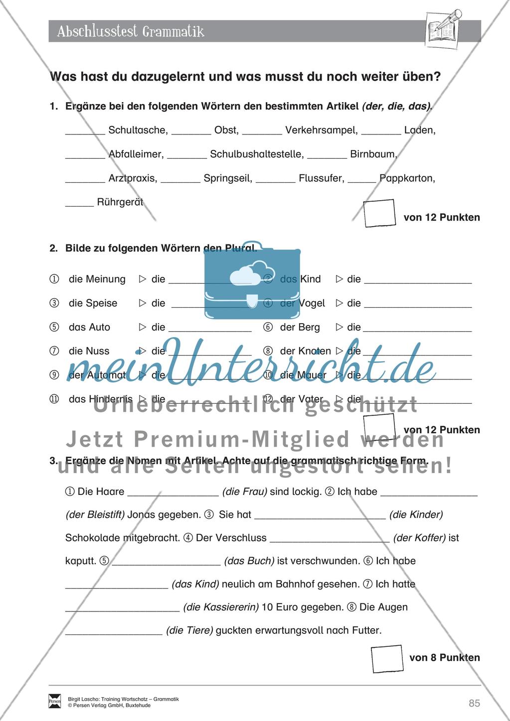 Deutsch als Zweitsprache (DaZ) - Grundfertigkeiten Grammatik: