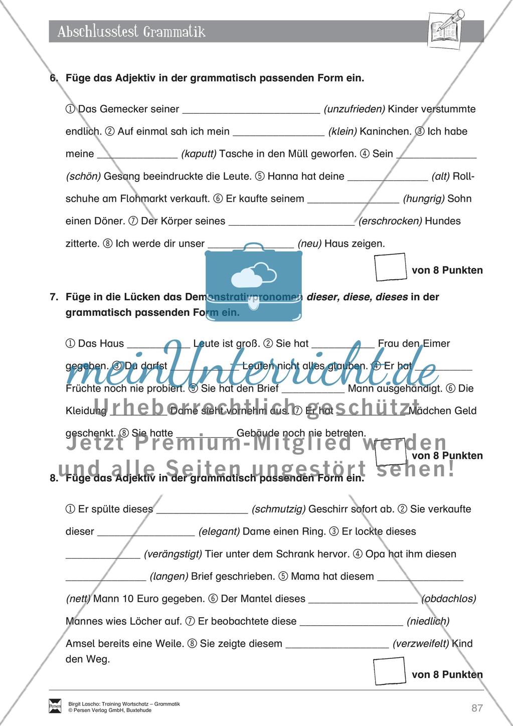 Deutsch als Zweitsprache (DaZ) - Grundfertigkeiten Grammatik: