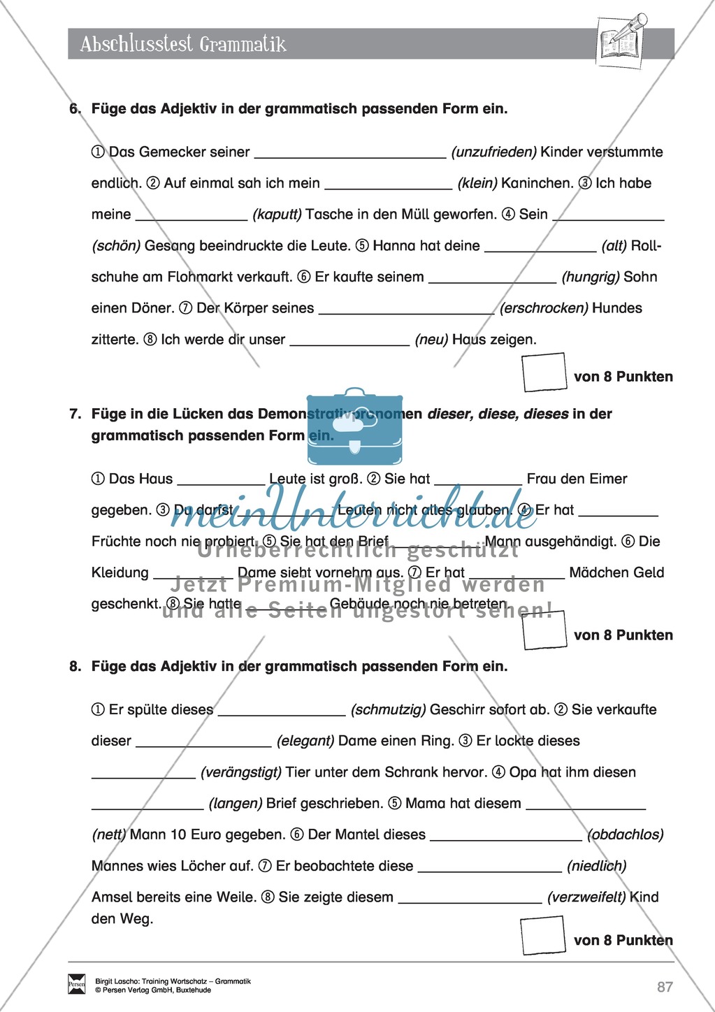 Deutsch als Zweitsprache (DaZ) - Grundfertigkeiten Grammatik: