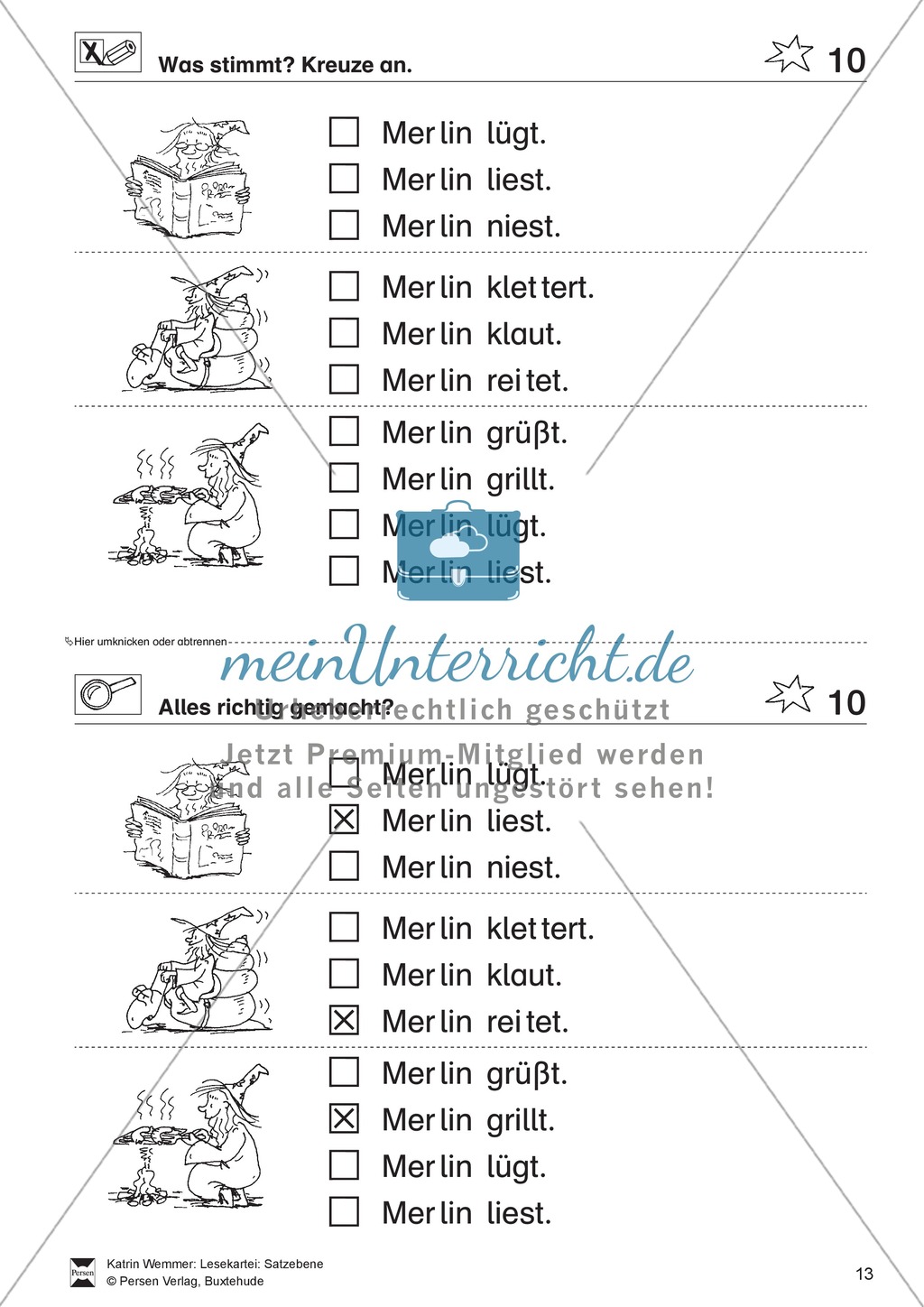 Leseübungen Satzebene: Übungen Satz-Bild-Zuordnung mit Lösungen Anfänger gesamt Preview 10