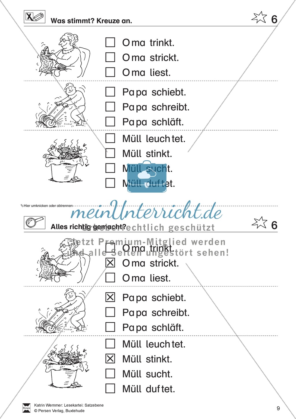 Leseübungen Satzebene: Übungen Satz-Bild-Zuordnung mit Lösungen Anfänger gesamt Preview 6