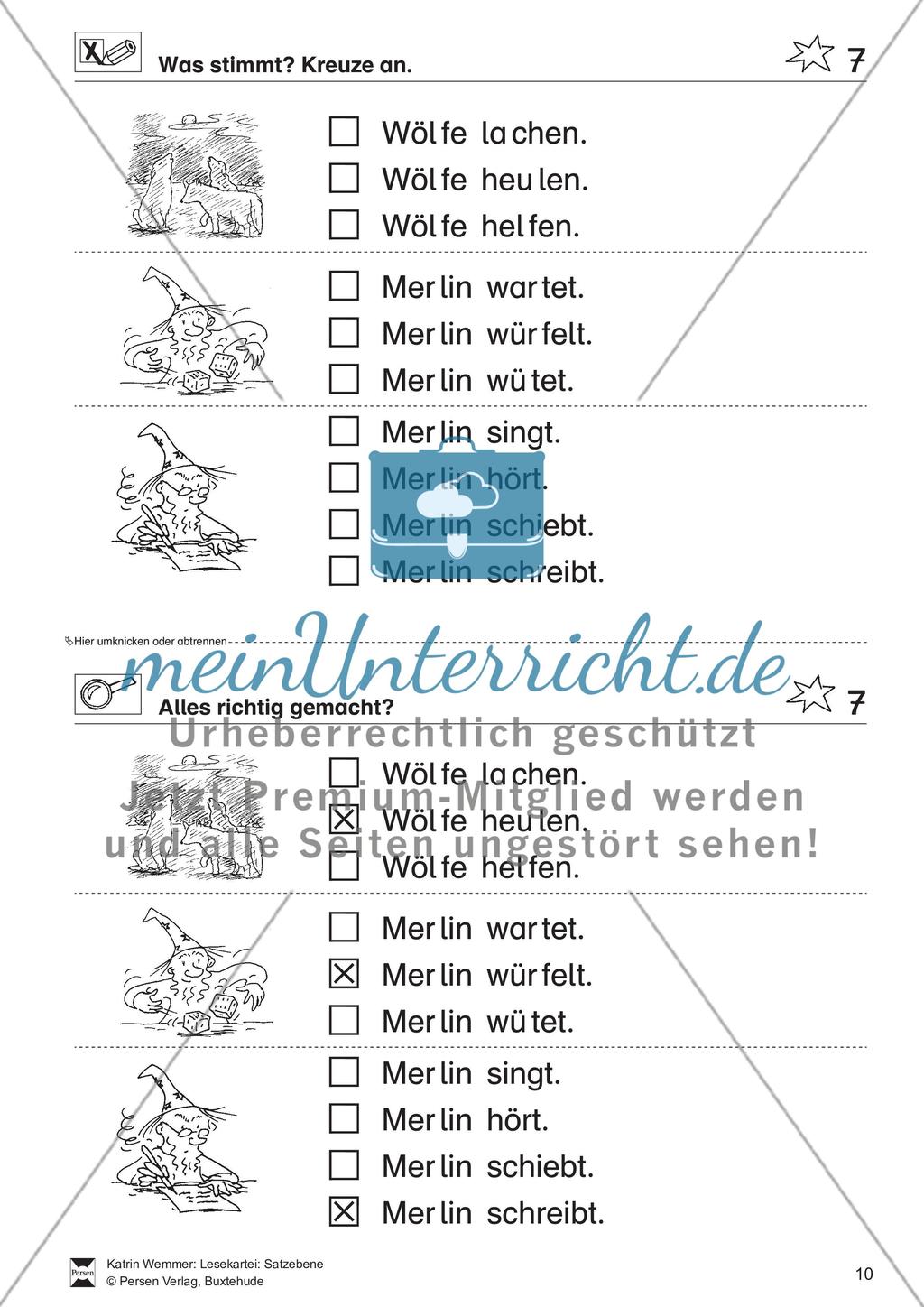 Leseübungen Satzebene: Übungen Satz-Bild-Zuordnung mit Lösungen Anfänger gesamt Preview 7