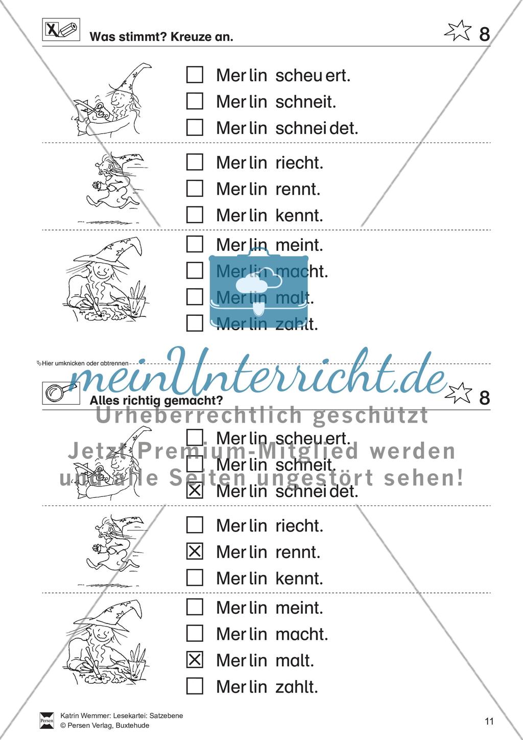 Leseübungen Satzebene: Übungen Satz-Bild-Zuordnung mit Lösungen Anfänger gesamt Preview 8