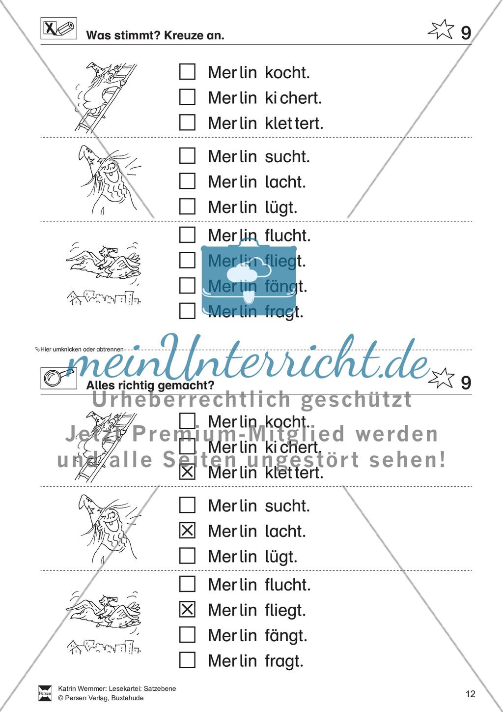 Leseübungen Satzebene: Übungen Satz-Bild-Zuordnung mit Lösungen Anfänger gesamt Preview 9