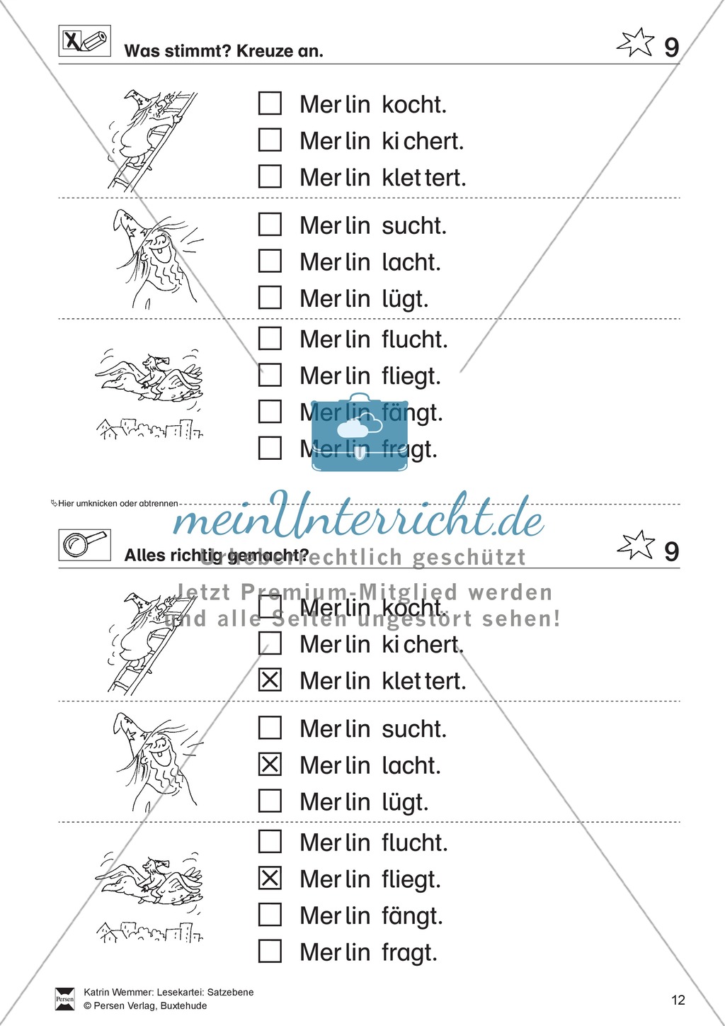 Leseübungen Satzebene: Übungen Satz-Bild-Zuordnung mit Lösungen Anfänger gesamt Preview 9