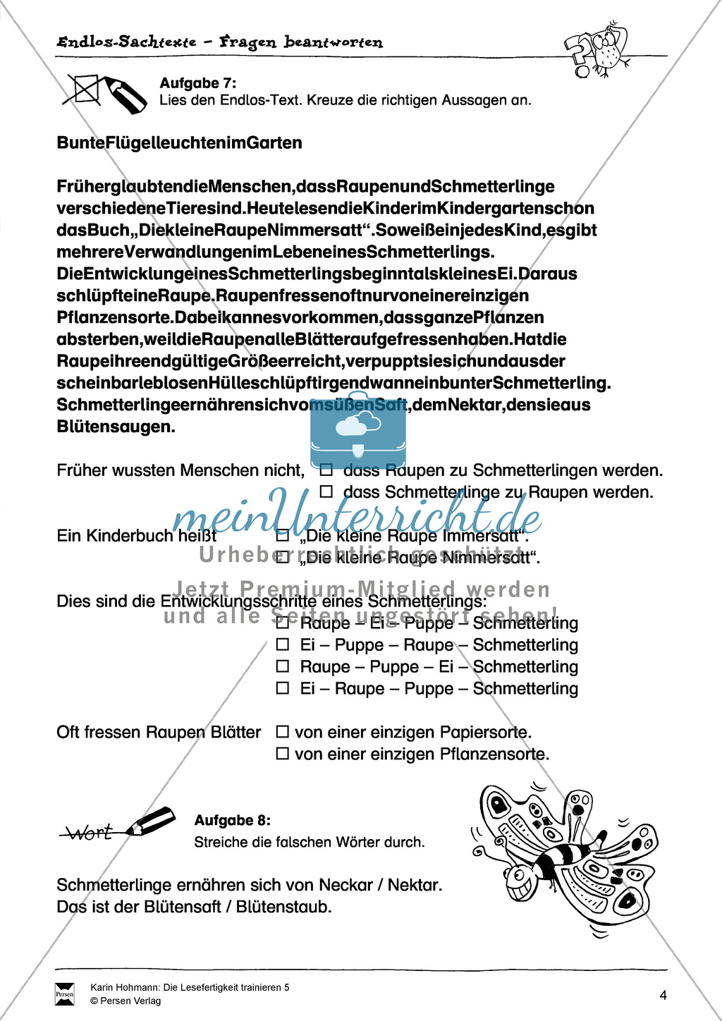Sachtexte - Lesefertigkeit - Leseübungen: "Endlostexte" - Arbeitsblätter + Aufgaben + Lösungen Preview 4