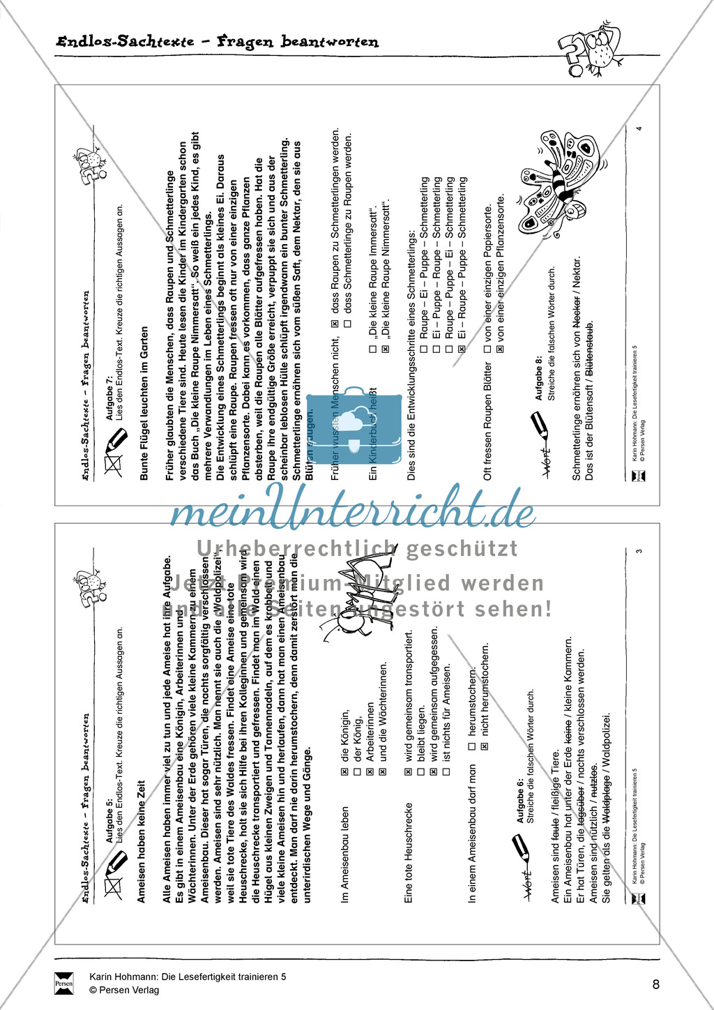 Sachtexte - Lesefertigkeit - Leseübungen: "Endlostexte" - Arbeitsblätter + Aufgaben + Lösungen Preview 8
