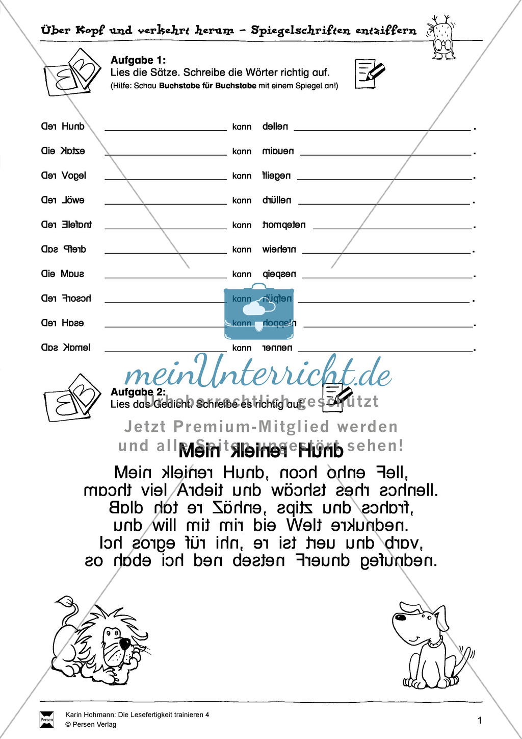 Leseübungen zur Lesefertigkeit: