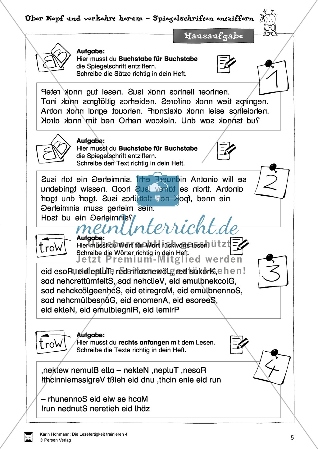 Leseübungen zur Lesefertigkeit: