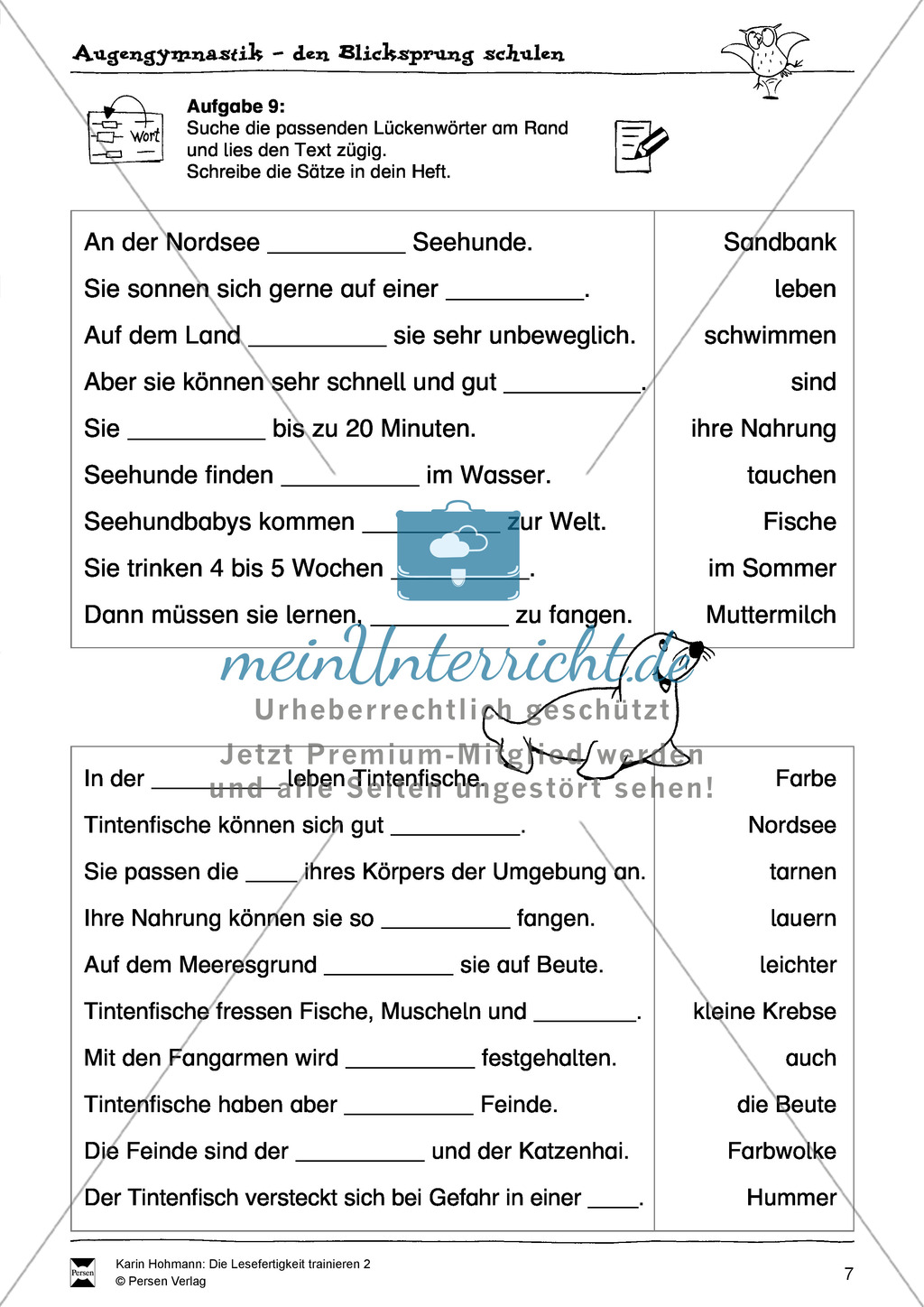 Blicksprung schulen durch Lückentexte: Übungen + Lösungen Preview 1