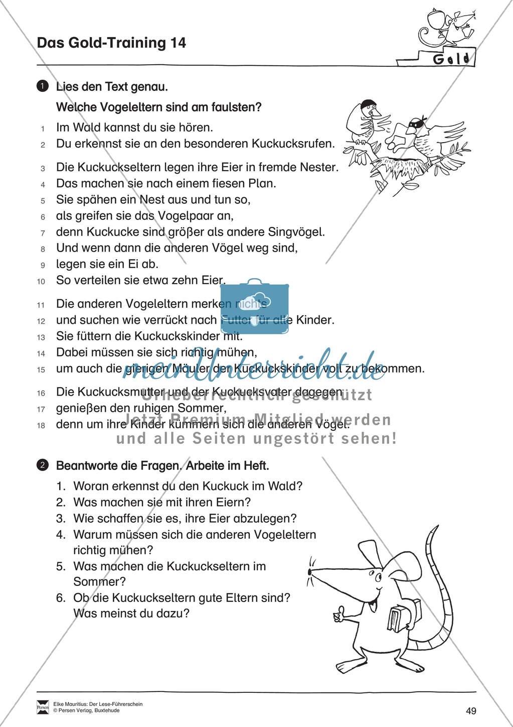 Leseführerschein Gold: Trainings- und Prüfungsblätter, Auswertungsbögen und Lösungen Preview 14
