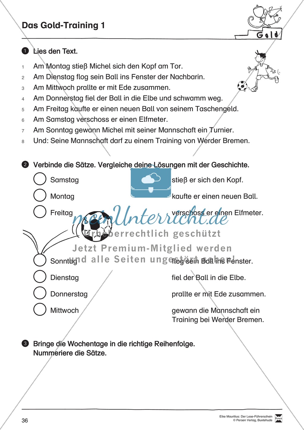 Leseführerschein Gold: Trainings- und Prüfungsblätter, Auswertungsbögen und Lösungen Preview 1