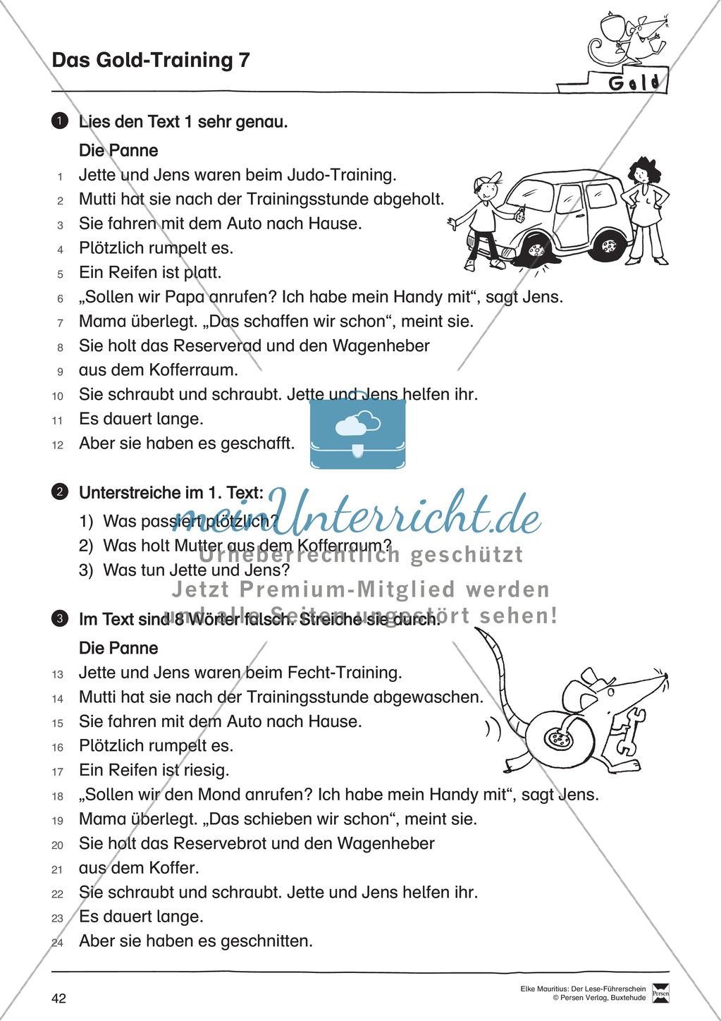 Leseführerschein Gold: Trainings- und Prüfungsblätter, Auswertungsbögen und Lösungen Preview 7